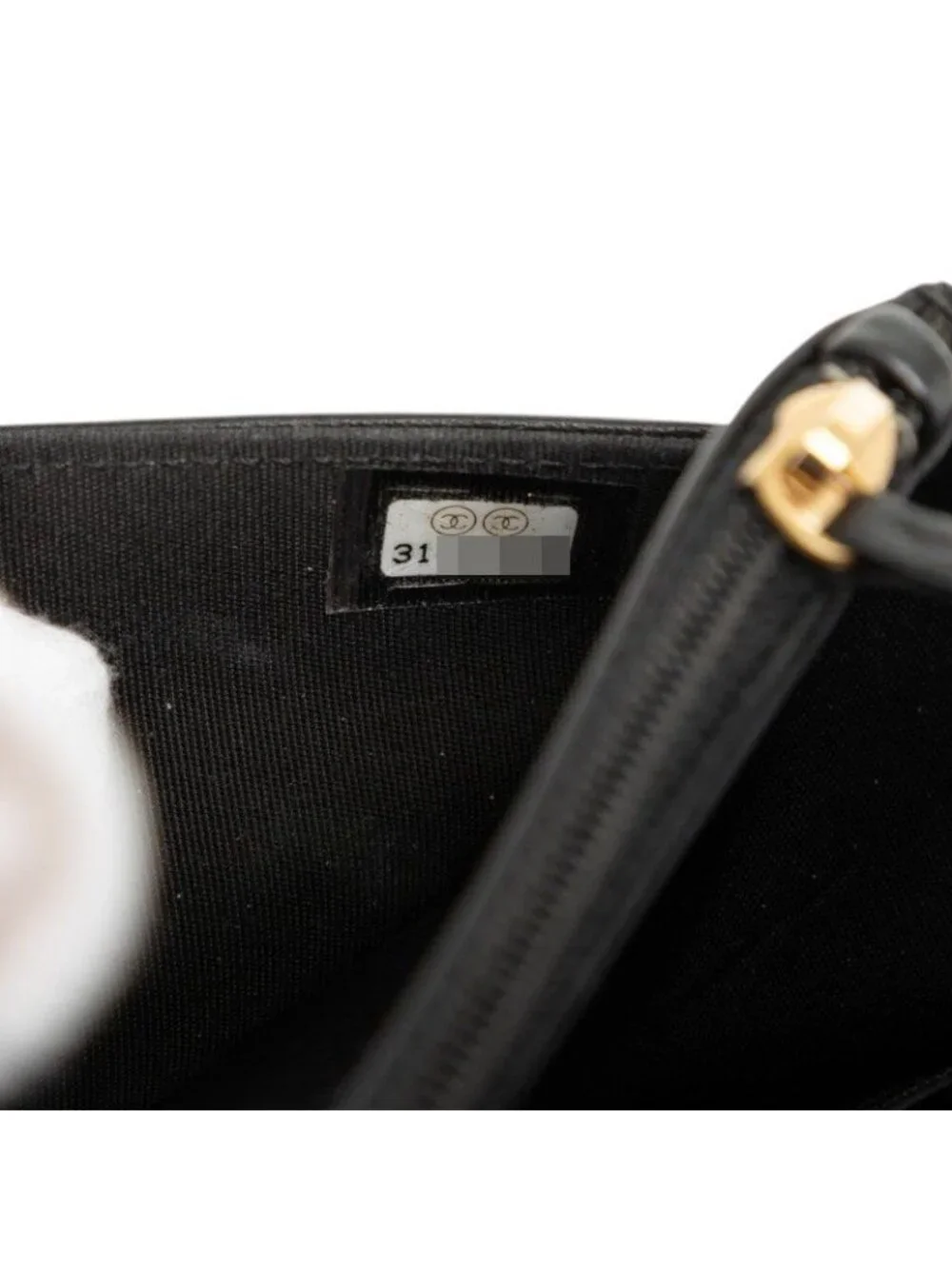 Chanel CC Logo Boy Chain Wallet Shoulder Bag Black Lambskin
